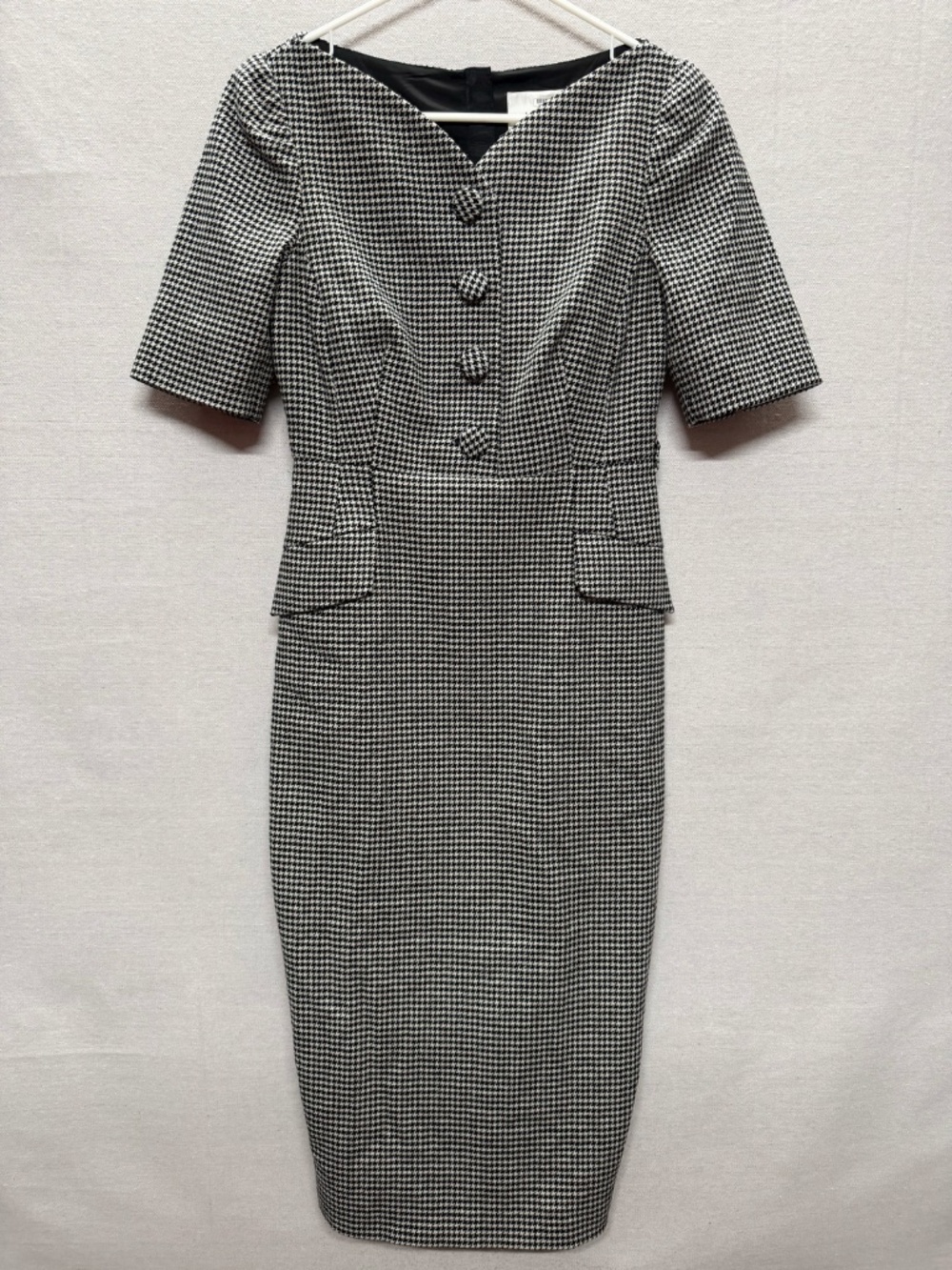 RTR L.K. Bennett Nina Houndstooth Heart Dress - size 4 - Picture 3 of 5